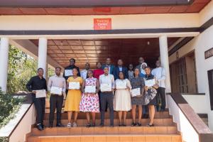 First cohort of nurses and midwives from three districts formally recognized after completing a six-month competency-based training in obstetric ultrasound.