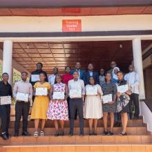 First cohort of nurses and midwives from three districts formally recognized after completing a six-month competency-based training in obstetric ultrasound.